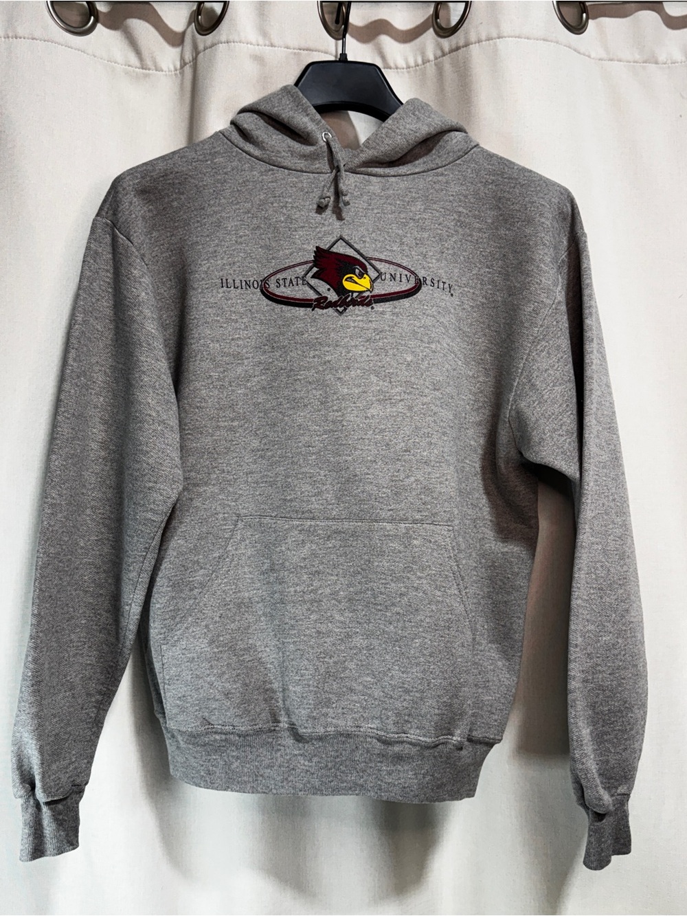 JERZEES Illinois State Redbirds Gray Pullover Hoodie Sweatshirt Size L Athletic